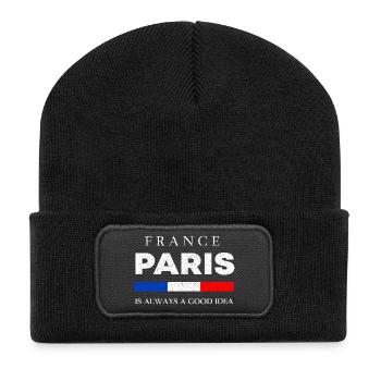 Paris France – Always a Good Idea Design - Recycled Patch Beanie - black - Front