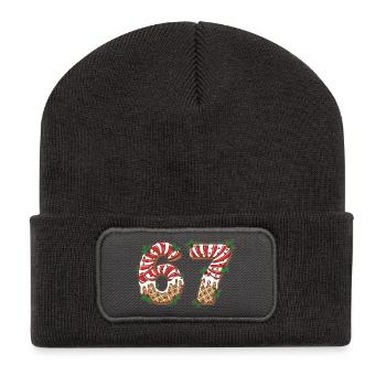 Cookie Numbers 67 in Frosting Design - Recycled Patch Beanie - dark grey - Front
