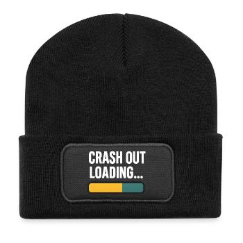 Crash Out Loading Bar, lustiger Spruch - Recycelte Patch Beanie - Schwarz - Vorne
