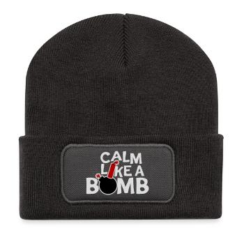 Calme comme une bombe Paradoxe Ironie Humour Blague explosive - Beanie recyclé à patch - charbon - Devant