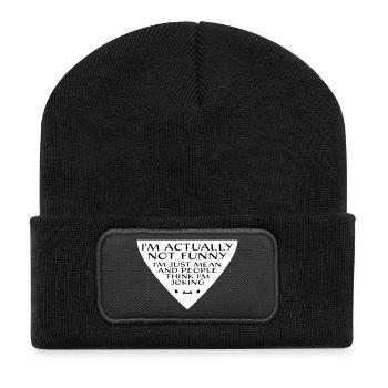 Pas drôle, juste méchant et les gens pensent que je plaisante - Beanie recyclé à patch - noir - Devant
