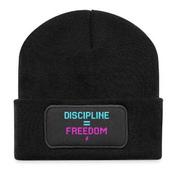 Disziplin Gleich Freiheit Pixelkunst - Recycelte Patch Beanie - Schwarz - Vorne