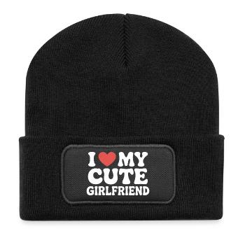 I love my cute girlfriend Liebe meine Freundin - Recycled Patch Beanie - black - Front
