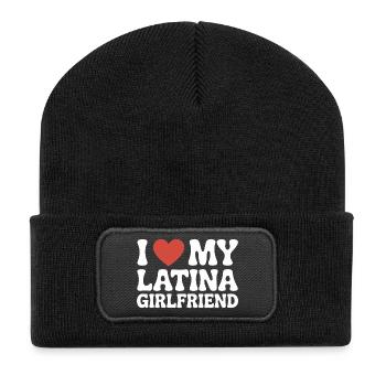 J’adore la Saint-Valentin de ma petite amie latina - Beanie recyclé à patch - noir - Devant