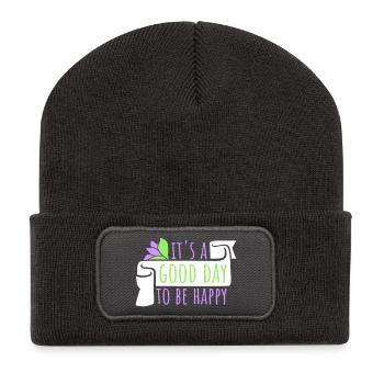 Bonjour sois heureux Motivation positive Dire bonheur - Beanie recyclé à patch - charbon - Devant