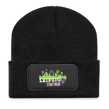 Leipzig Skyline City Germany Graffiti Art - Recycled Patch Beanie - black - Front