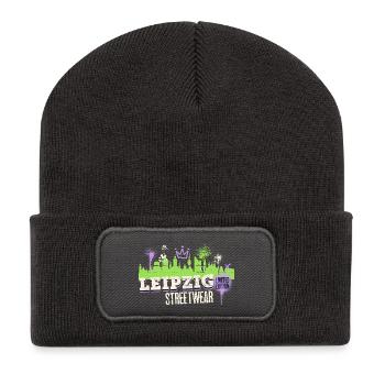 Leipzig Skyline City Germany Graffiti Art - Recycled Patch Beanie - dark grey - Front