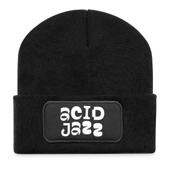 Gold Jazz Bold Typografie - Recycelte Patch Beanie - Schwarz - Vorne