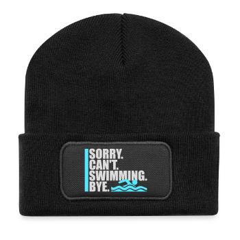 Sorry Can't Swimming Bye Schwimmer Ausrede Humor - Recycelte Patch Beanie - Schwarz - Vorne