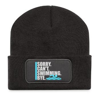Désolé, je ne sais pas nager, au revoir nageur, excuse de l’humour - Beanie recyclé à patch - charbon - Devant