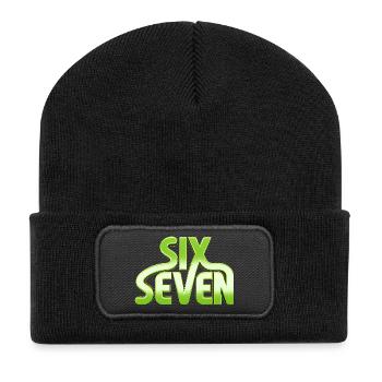 Six Seven 6 7 - 67 - Typographie verte Conception de mèmes - Beanie recyclé à patch - noir - Devant