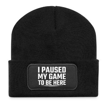 J’ai mis ma partie en pause pour être ici Joueur drôle - Beanie recyclé à patch - noir - Devant