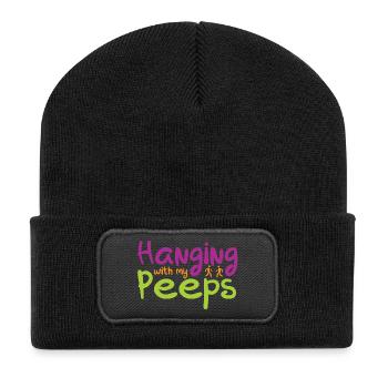 Hanging with my Peeps - Recycelte Patch Beanie - Schwarz - Vorne