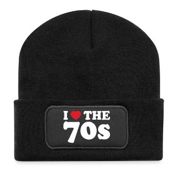 I love retro 70s - Recycled Patch Beanie - black - Front