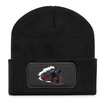 Dampf-Lokomotive 52 8154 - Recycelte Patch Beanie - Schwarz - Vorne