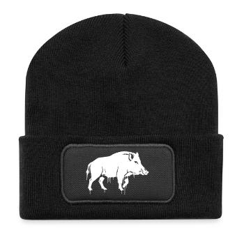 Wild boar graffiti streetwear vector - Recycled Patch Beanie - black - Front