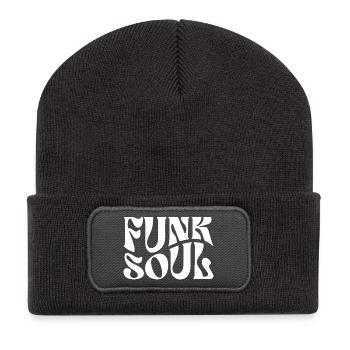 Funk Soul Bold Retro-Typografie - Recycelte Patch Beanie - Dunkelgrau - Vorne