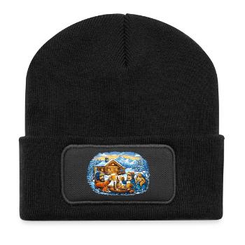 Après ski hut – winter holiday with friends - Recycled Patch Beanie - black - Front