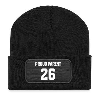 Proud Parent 2026 Eltern Stolz - Recycelte Patch Beanie - Schwarz - Vorne