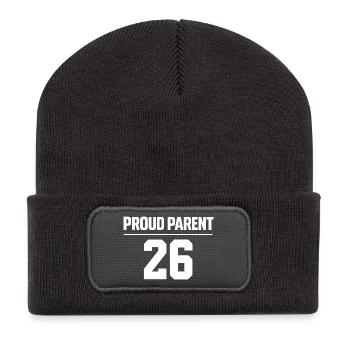 Proud Parent 2026 Eltern Stolz - Recycelte Patch Beanie - Dunkelgrau - Vorne