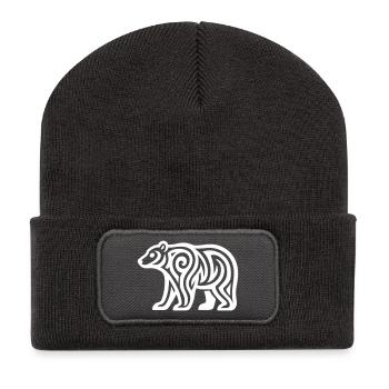 Just a White Bear #1 / JustN-imal - Recycled Patch Beanie - dark grey - Front