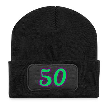 50. 50 ANS. 50e ANNIVERSAIRE. ANNIVERSAIRE 50 ANS. - Beanie recyclé à patch - noir - Devant