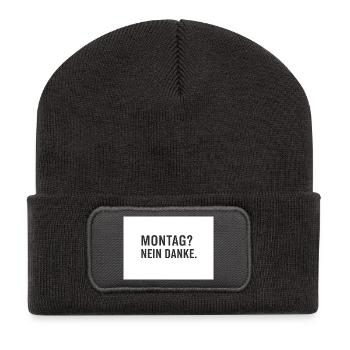 Montag? Nein Danke. - Recycelte Patch Beanie - Dunkelgrau - Vorne