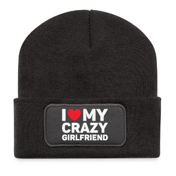I Love My Crazy Girlfriend Cadeau Saint Valentin - Beanie recyclé à patch - charbon - Devant
