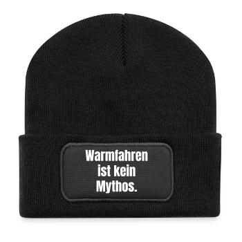 Warmfahren ist kein Mythos - Recycelte Patch Beanie - Schwarz - Vorne
