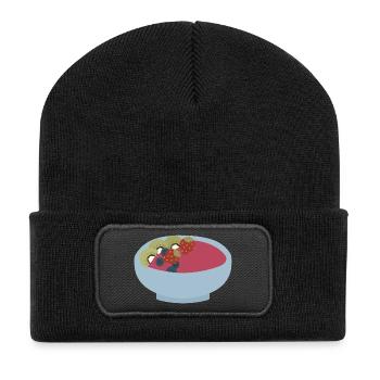 Illustration du bol de smoothie aux fruits - Beanie recyclé à patch - noir - Devant