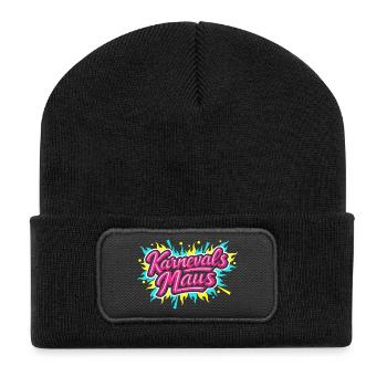 Karnevalsmaus Lustig Süß Party Geschenk - Recycelte Patch Beanie - Schwarz - Vorne