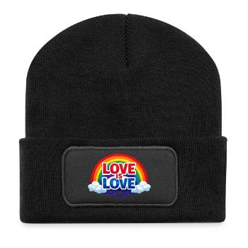 Emblème arc-en-ciel de L’amour est l’amour - Beanie recyclé à patch - noir - Devant