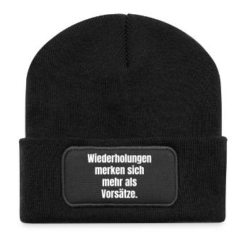 Repetitions instead of resolutions - Recycled Patch Beanie - black - Front
