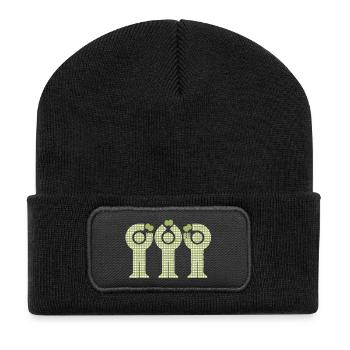 Figurines Apple des Minis Verts à Vichy - Beanie recyclé à patch - noir - Devant