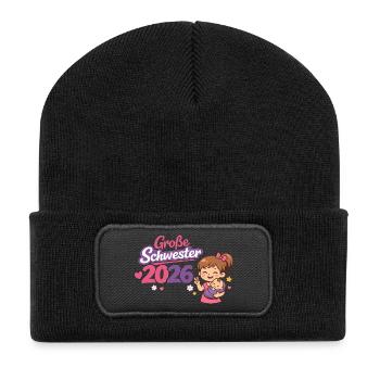 Big Sister 2026 Only Child End - Recycled Patch Beanie - black - Front