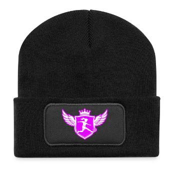 Fussballerin Wappen Fussball Girls - Recycelte Patch Beanie - Schwarz - Vorne