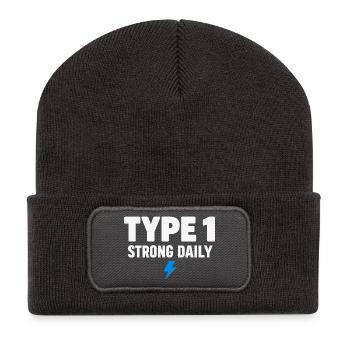 Soutien à l’insuline dans le sang Fierté de type 1 - Beanie recyclé à patch - charbon - Devant