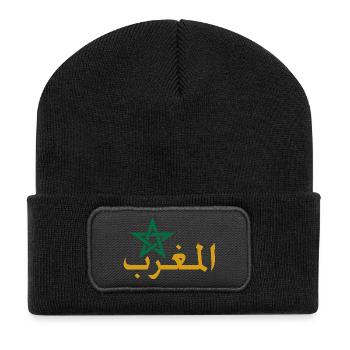 Moroccan star and Arabic calligraphy - Recycled Patch Beanie - black - Front
