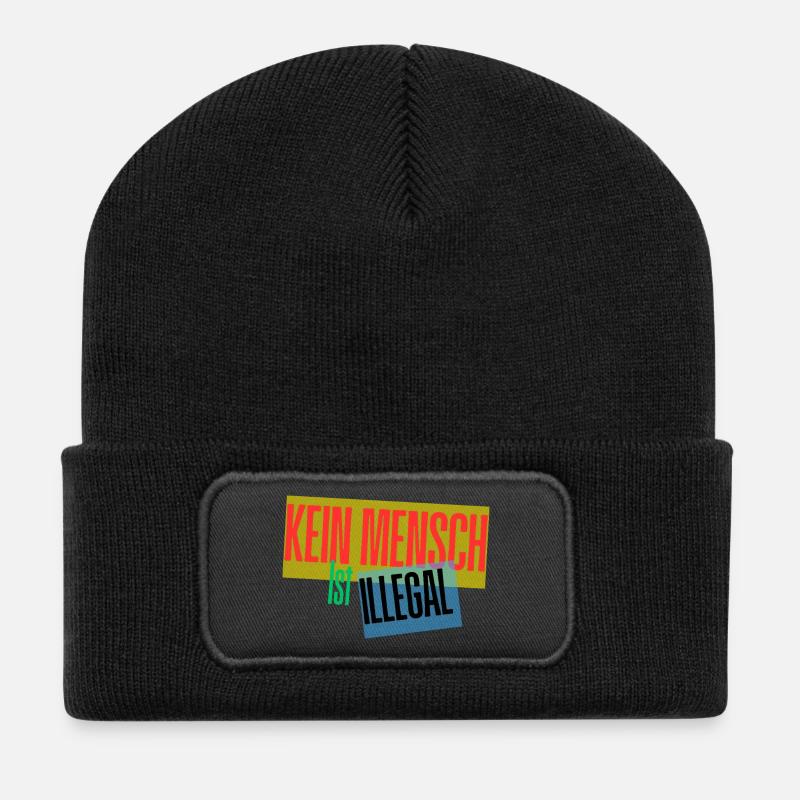 Personne n’est un design de protestation illégal - Beanie recyclé à patch - noir
