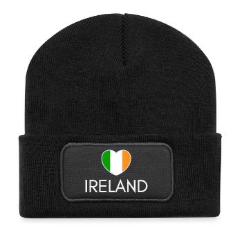 Cœur avec drapeau irlandais, j’aime l’Irlande - Beanie recyclé à patch - noir - Devant
