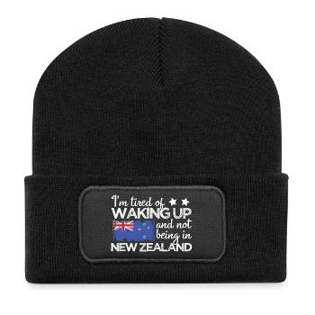 I'm Tired Waking Up Not Being In New Zealand - Recycled Patch Beanie - black - Front