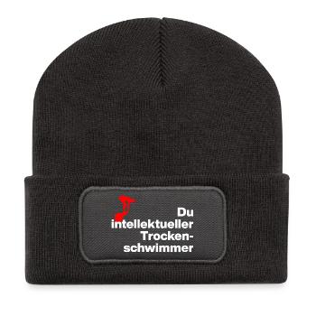 DU INTELLIGENTEER TROCKENSCHWIMMER. SARKASMUS - Recycelte Patch Beanie - Dunkelgrau - Vorne