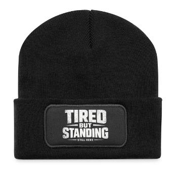 TIRED BUT STANDING – Streetwear - Recycelte Patch Beanie - Schwarz - Vorne