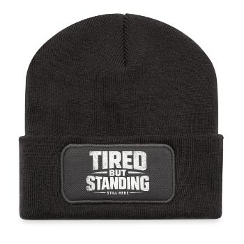 TIRED BUT STANDING – Streetwear - Recycelte Patch Beanie - Dunkelgrau - Vorne