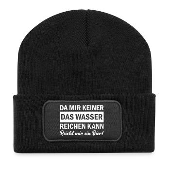 Comme personne ne peut me donner d’eau, la bière me suffit - Beanie recyclé à patch - noir - Devant