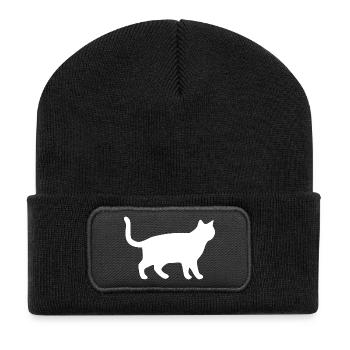 White Cat Cats Silhouettes Gift - Recycled Patch Beanie - black - Front