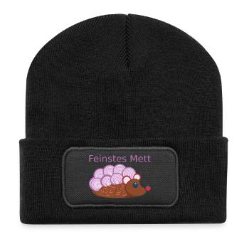 Der Mettigel: Feinstes Mett! (Nr.2) - Recycelte Patch Beanie - Schwarz - Vorne