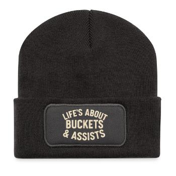 Basketball Life's About Buckets And Assists Baller - Recycled Patch Beanie - dark grey - Front