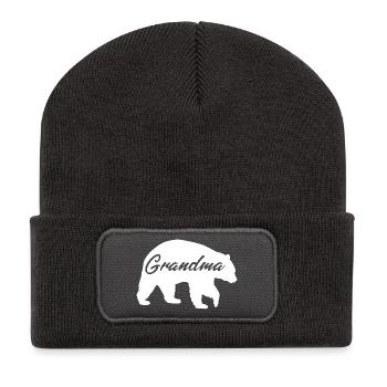 Chemise cadeau mignonne Grand-mère Ours - Beanie recyclé à patch - charbon - Devant