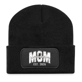 Mama Est. 2026 Design - Recycelte Patch Beanie - Schwarz - Vorne